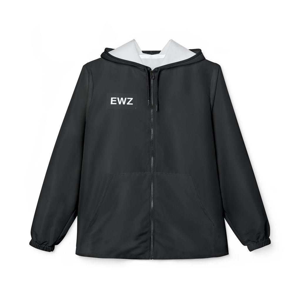 EWZ Minimal Black Windbreaker Jacket – Lightweight Hooded Windbreaker