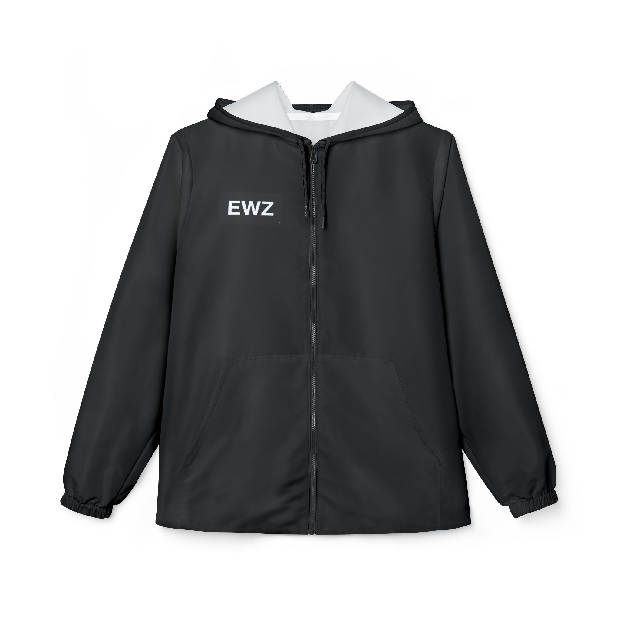 EWZ Minimal Black Windbreaker Jacket – Lightweight Hooded Windbreaker
