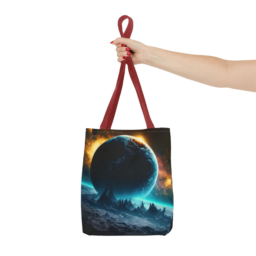 Cosmic Eclipse Tote Bag — Alien Planet Space Art All-Over Print