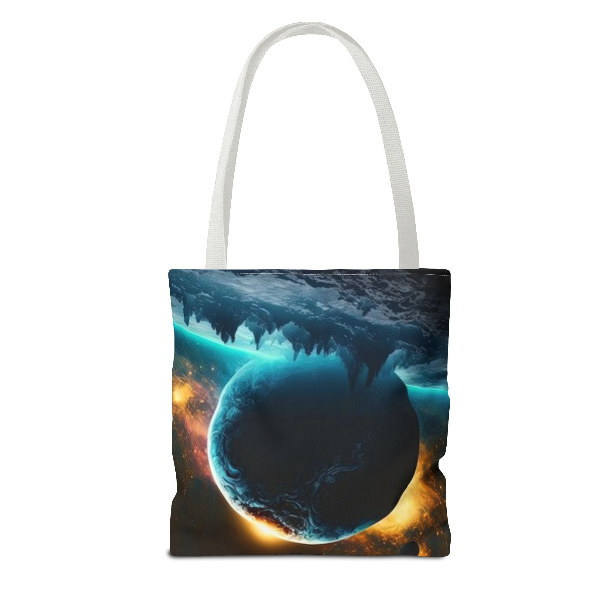 Cosmic Eclipse Tote Bag — Alien Planet Space Art All-Over Print